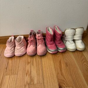 Bundle set of 4 Pink and White Kids Boots